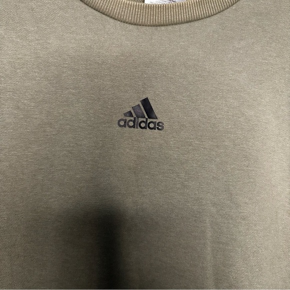 Adidas Men’s Crewneck Sweatshirt Olive Green Size M 3-Stripes Pullover - Picture 5 of 11